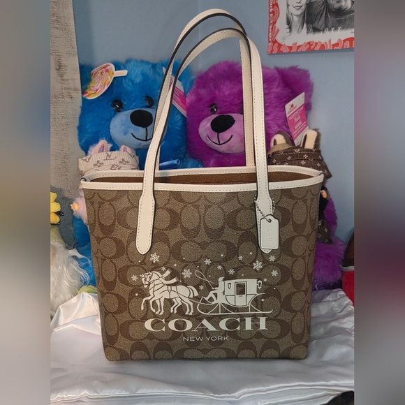 COACH CM183 Mini City Tote In Signature Canvas & Leather Horse And Sleigh NWOT - Picture 1 of 13